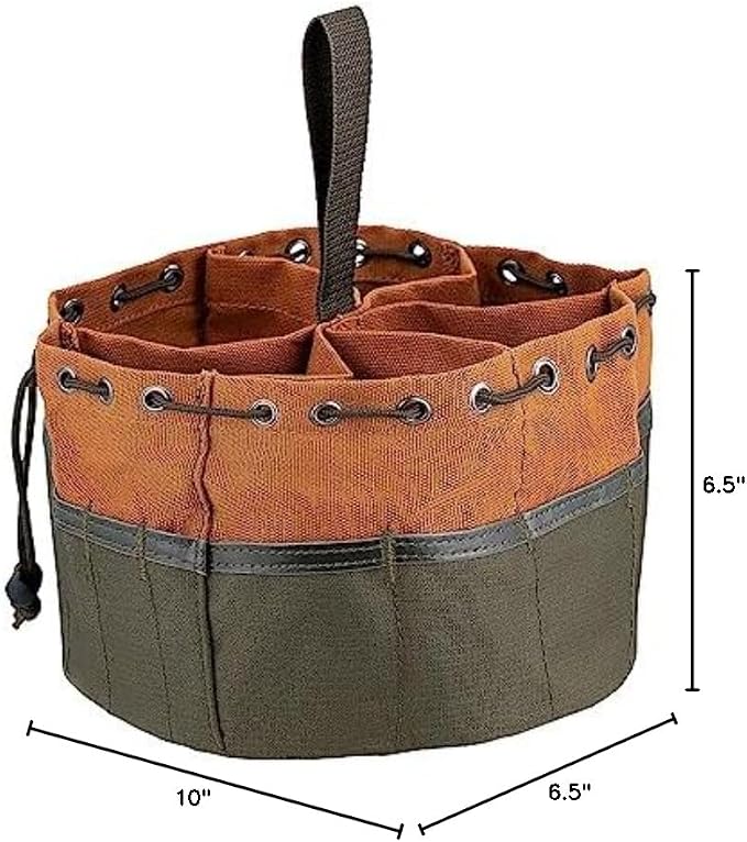 BucketBoss 25001 Canvas Organizer Parachute Bag with 19 Pockets for Nails,Screws, and Bolts in Brown