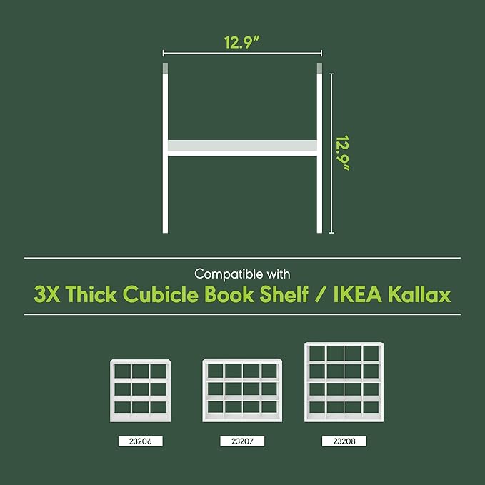 Furinno Cubicle Cube Insert, H-Shelf Cube Organizer, 2-Tier Shelf Accessory, Fits into Furinno Triple Thick Cubes, IKEA Kallax, for Organizers and Storage, Black Dark Oak