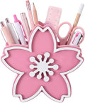Tenceur Pink Cherry Blossom Holder for Desk Large Capacity Cherry Blossom Pencil Holder Coquette Supplies Desk Organizer Teacher Office Decor Makeup Brush Holders Back to School Gift for Girls Women