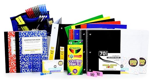 School Supply Boxes | Secondary School Case (2 Boxes) | Back to School Essentials Kit for Students & Teachers | Includes 1" Binders, College-Ruled Notebooks, College-Ruled Filler Paper, & More