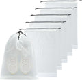 5 Pack Shoe Bags for Travel, Waterproof Drawstring Bag for Men Women, Shoe Storage, Travel Essentials, Organization Accessories (10, Clear)