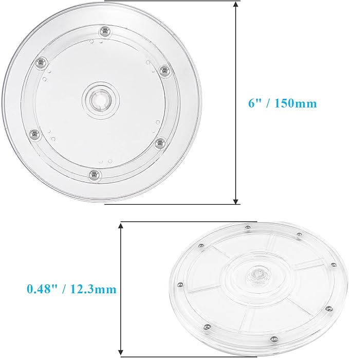 Jersvims 6 Inch Acrylic Turntable Platter, Transparent, 2Pcs | Round Rotating Plate, For Kitchen Pantry Cabinet Desk, Spice Cake Cookie Decorating