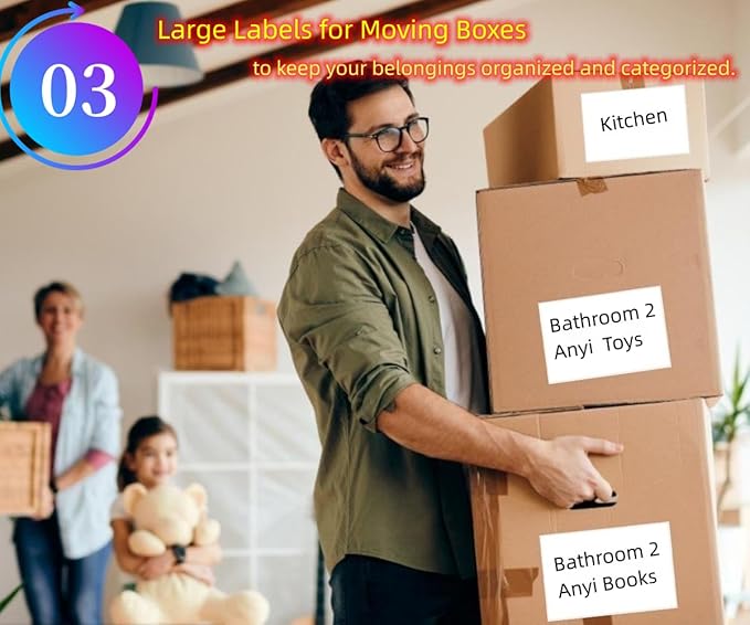 100 4" x 6" Organizing Labels for Storage Bins White Blank Large Label | Organization Name Stickers for Containers Box Bin Kitchen Storage, Moving Shipping Packing , Proof-Water/Oil, Sticky