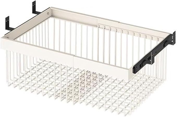 Pull Out Basket Drawer with Runners,Metal Under Shelf Storage Basket,Stackable Storage Bins,Adjustable Width 33-117cm,for Wardrobe Organization(Width 71-117cm)