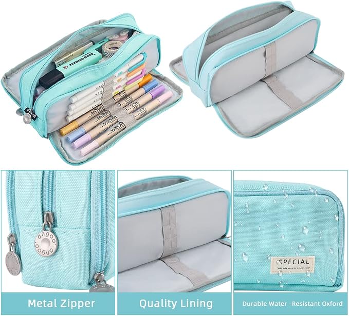 iSuperb Large Pencil Case 3 Compartments Pencil Pouch Big Capacity Pencil Bag for Kids Teen Girls Boys Student School Supplies Oxford Organizer Pen Bag Cosmetic Makeup Pouch