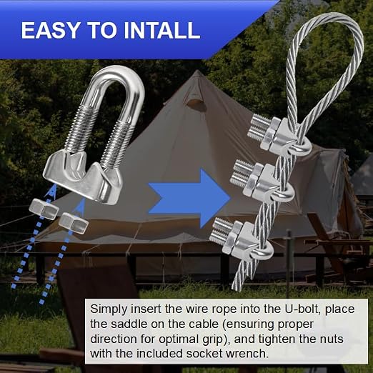 20 Pcs 1/8inch Stainless Steel Cable Clamps,Wire Rope Clamp | M3, Commercial, Industrial, and Residential Projects