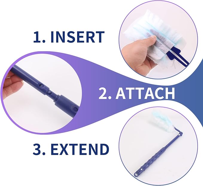 Replacement Duster Handles Compatible with Swiffer | Duster Refill, Extended Handle, Adjustable Length