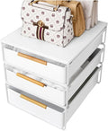 Closet Pull-Out Baskets,Stackable Storage Bins,Carbon Steel Drawer Basket,Smooth Pulling for Kitchen Pantry Cabinet and Closet(35.2x42.6x38cm)