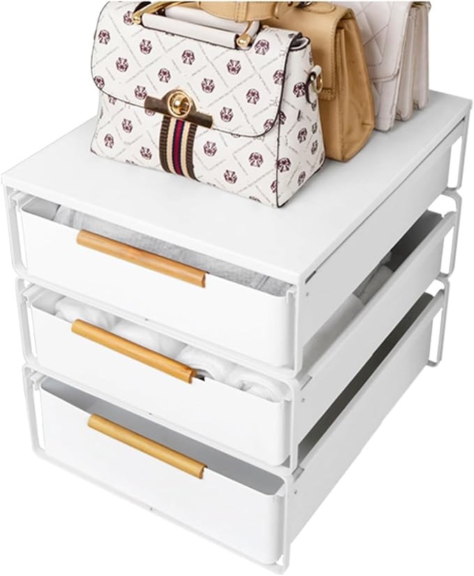 Closet Pull-Out Baskets,Stackable Storage Bins,Carbon Steel Drawer Basket,Smooth Pulling for Kitchen Pantry Cabinet and Closet(35.2x42.6x38cm)