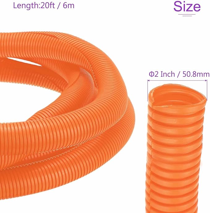DMiotech 20ft Wire Loom Split Tubing 2 Inch(50.8mm) ID, Cord Protectors from Pet Flexible Conduit Cable Management for Office Home Garden, Orange