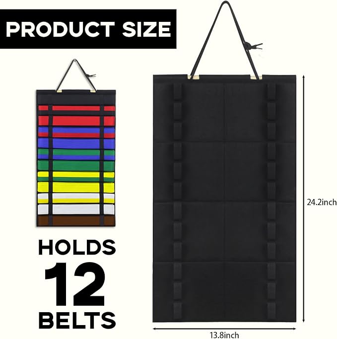 Karate Belt Display Rack, Martial Arts Belt Display Holds 12 Belts, Taekwondo Belt Display Rack, Karate Belt Holder. (Belt Not Included)