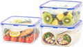 KIGI Square Food Storage Container, Medium, Set of 3 (5.2 Cup) | Leakproof & Airtight, Ideal for Lunch, Meal Prep, Leftover, Sandwich & Salad, 4-Sided Locking Lids, BPA-Free Plastic, 42 oz
