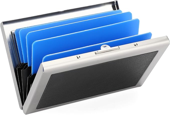 Credit Card Holder Wallet for Women Men Stainless Steel Metal Card Case RFID Blocking Business Card Protector Case with 6 Slots