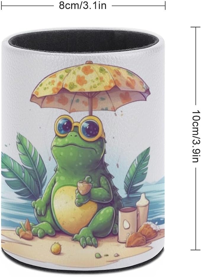 Frog Pen Holder Pencil Cup for Desk Organizer | Cute Makeup Brush Holder PU Multifunctional Office Suppliesfor Decor Home Classroom School