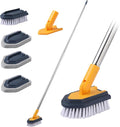 BOOMJOY Tub Cleaner Brush with Long Handle, 55" Extendable Tub Scrubber with Locking Head, No Scratch Shower Cleaning Brush for Bathtub, Bathroom Ceilings, Toilet, Kitchen, Tile, Sink