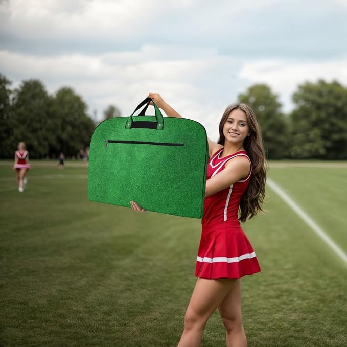 NGIL Glitter Travel Hanging Garment Bag (Glitter-Green) | Garment Bag for Girls, Cheer Travel Bag, Dance Competition Bag, Cheer Dance Competition, Beauty Pageant