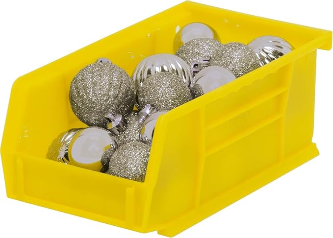 Akro-Mils 30220 AkroBins Plastic Storage Bins, Space-Saving Stackable Bins for Garage, Pantry, Craft Organization, 7" x 4" x 3", Yellow, 24-Pack