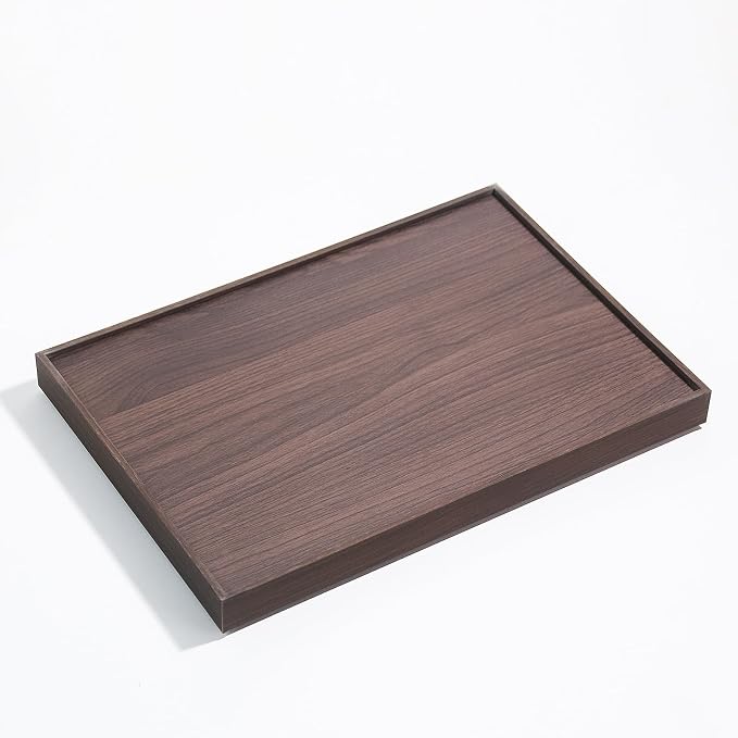 Wood Jewelry Organizer Tray, Rings Holder (Brown, 2Pc, Glass Lid) | Glass Top Rings Display, Dust-Proof Rings Organizer, Rings Tray Display, Elegant Jewelry Storage