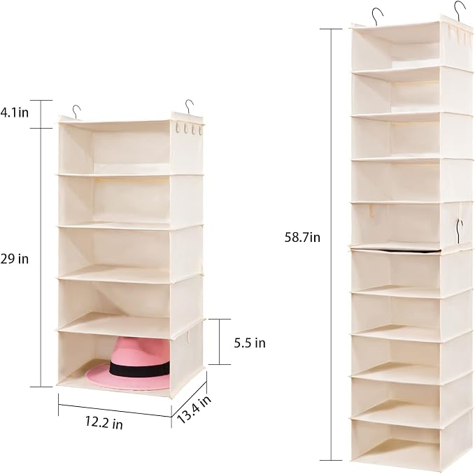 Hat Rack for Closet Organizer and Storage Fedora Hanging 10 Shelves