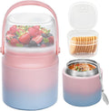 2 - in - 1 Soup Thermo for Hot Food 14oz with Snack Box Container Leak Proof Insulated Lunch Container Kids and Adults Stainless Steel Double Wall Vacuum Wide-mouth Thermal with Spoon and Handle