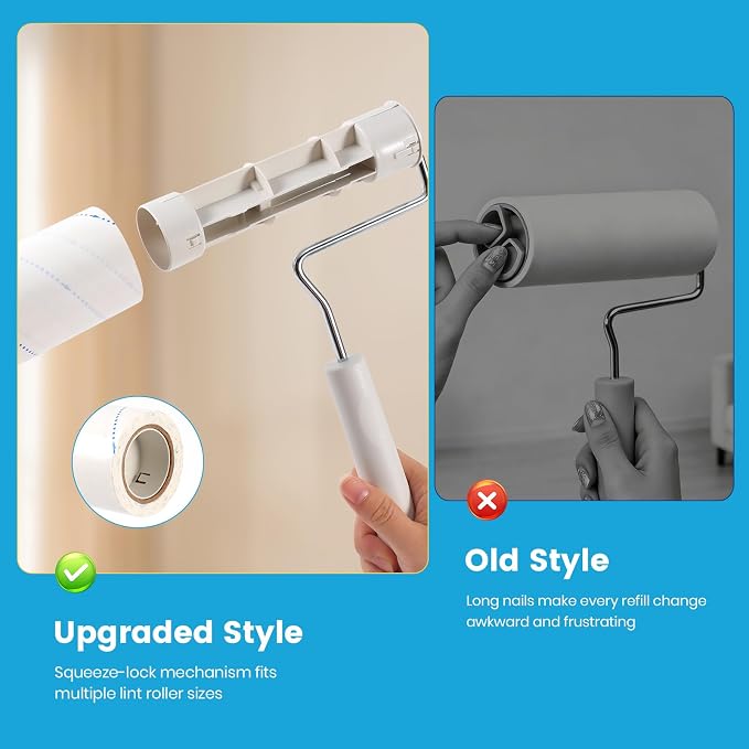 Extra Sticky Large Surface Lint Roller for Pet Hair, 500 Sheets | Easy Spiral Tear, 6.3" Wide Lint Roller, Cat & Dog Hair Remover for Clothes, Carpet, Giant Lint Remover with Storage Base