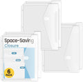 Sooez 6 Pack Binder Folders with Staggered Closures, High Capacity Binder Pockets, Clear Plastic folders, Side Loading, Binder Organizer, Binder Dividers with Pockets, Letter Size