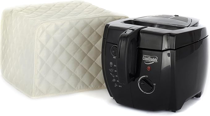 Covermates Keepsakes Air Fryer Cover – Quilted Deep Fryer Appliance Protector for Kitchen Counter Storage – Dust & Stain Resistant – Washable Slip-On Design, Cream
