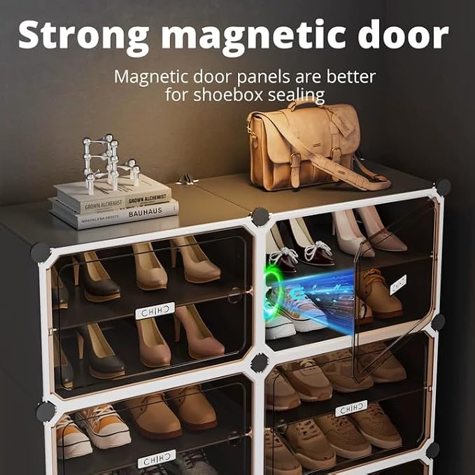 MAGINELS Shoe Rack,Expandable Shoe Cabinet Easy to Assemble. Shoe Storage with Door,Entryway, Closets, Hallway, and Bedroom.Accommodates Up to 40 Pairs of Shoes.