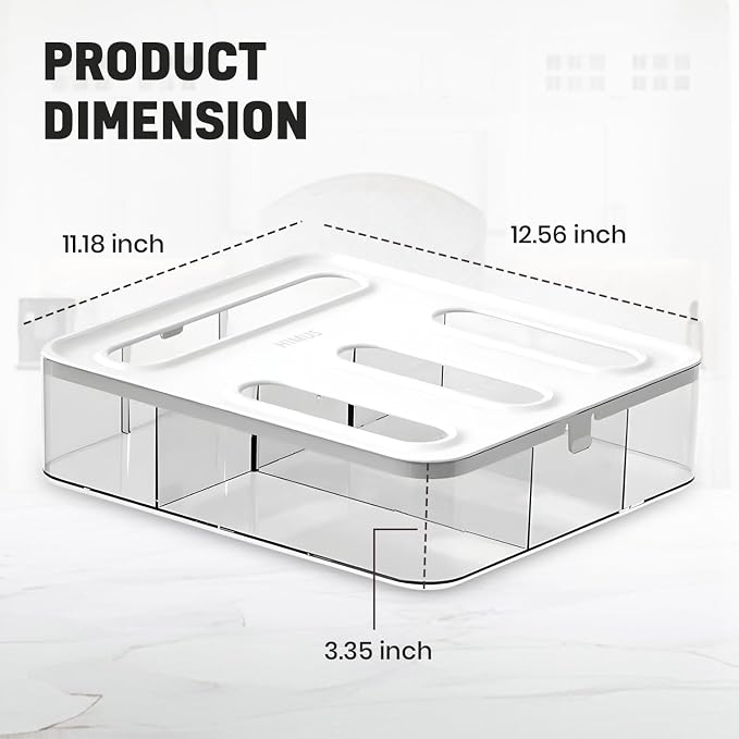 HIMUS Food Storage Bag Organizer - 4 in 1 Plastic Baggie Organizer for Drawer | Compatible with Sandwich, Snack, Gallon, Quart & Slider | Plastic Bag Organizers Kitchen Storage| Wall & Drawer Mount