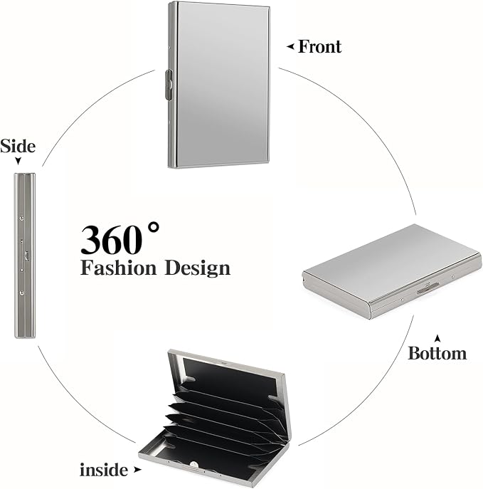 Stainless Steel Credit Card Wallet RFID Blocking Metal Case Pocket Business Card Holder for Women and Men