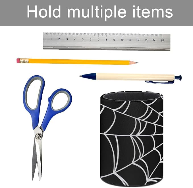 Spider Web Pen Holder Pencil Cup for Desk Organizer | Cute Makeup Brush Holder PU Multifunctional Office Suppliesfor Decor Home Classroom School