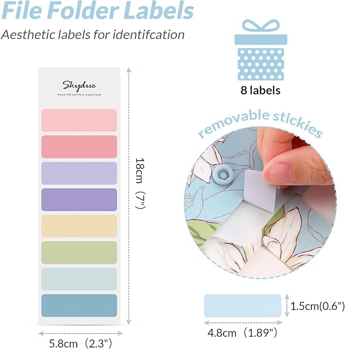 SKYDUE Accordion File Organizer, Floral Expanding File Folders with 5 Pockets, Cute Document Organizer for Paper Bills Receipt Storage, School Office & Hospital Supplies Letter/A4 Size Sky Blue