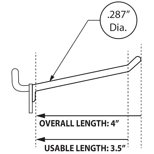 Azar Displays 800074-CLR 4-Inch Plastic Hook, 50-Pack,Clear