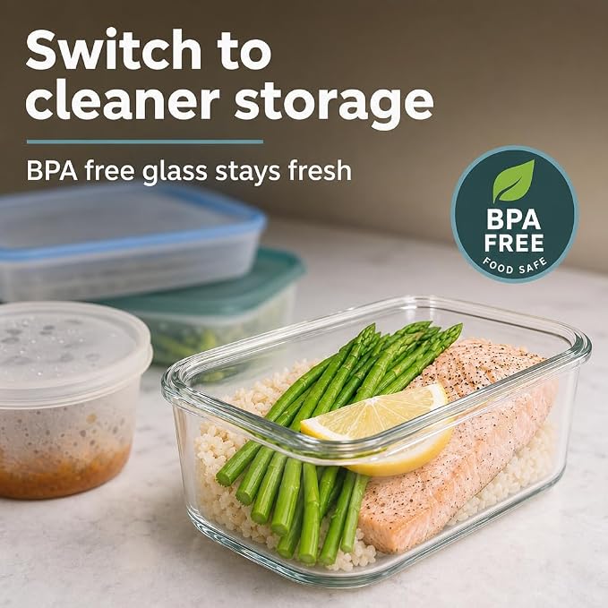 otis classic Glass Food Storage Containers With Locking Lids - Meal Prep Containers - Lunch Bento Boxes - 1 Compartment - 4pk-28oz Box Set - Transparent Lids - BPA Free and Dishwasher Safe