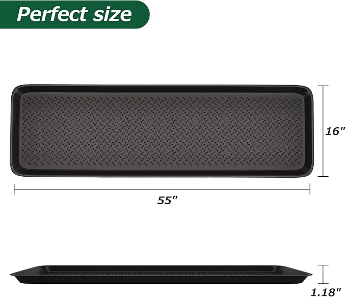 Matace 1 Pack Rubber Extra Large Shoe Tray for Entryway,Long Boot Tray,Slim Boot Mat for Indoor and Outdoor Use,16x55 in, Rectangular (Pack of 1)