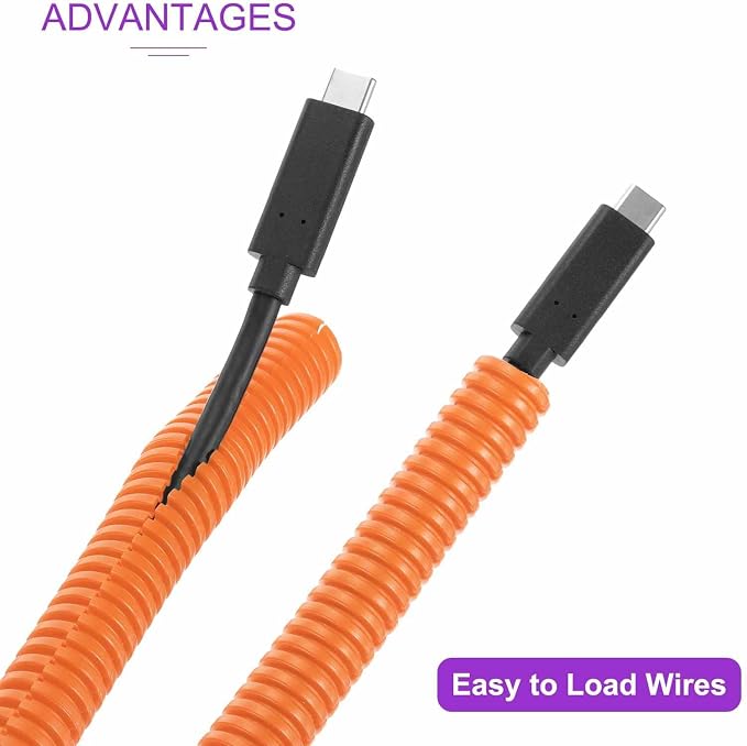 DMiotech 100ft Wire Loom Split Tubing 3/4 Inch(19.1mm) ID, Cord Protectors from Pet Flexible Conduit Cable Management for Office Home Garden, Orange