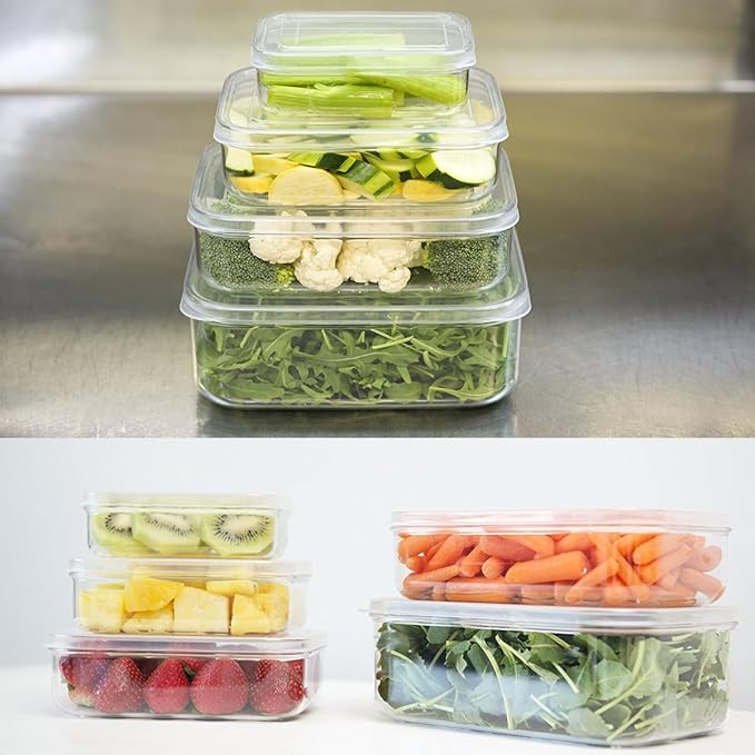 Lustroware Airtight Food Storage Container Set of 3, Micro Clear BPA Free Shatterproof Canister with Lid, Dishwasher Microwave Safe, Fridge Pantry Refrigerator Organizer, Made in Japan (1.4 qt, 45 oz)