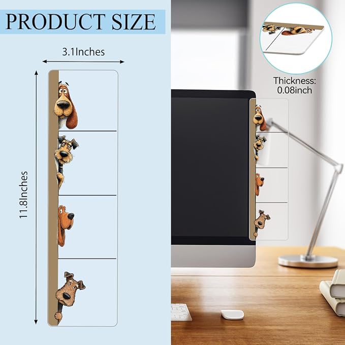 Computer Monitor Memo Board, Sticky Note Holder, Monitor Side Note Board, Acrylic Desk Organizer with 100Pcs Notes, Gifts for Dog Lovers for Office Worker Men Women, Home Desktop and Office Desk