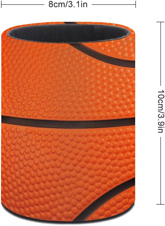 Basketball Texture Pen Holder Pencil Cup for Desk Organizer | Cute Makeup Brush Holder PU Multifunctional Office Suppliesfor Decor Home Classroom School