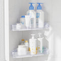 Sotfamily Plastic Shower Caddy Corner (for 90° Only), 2 Pack, Frosted Clear | Adhesive Corner Shower Shelves for Bathroom Organizers and Storage, Bathroom Decor, No Drill, Rust Free
