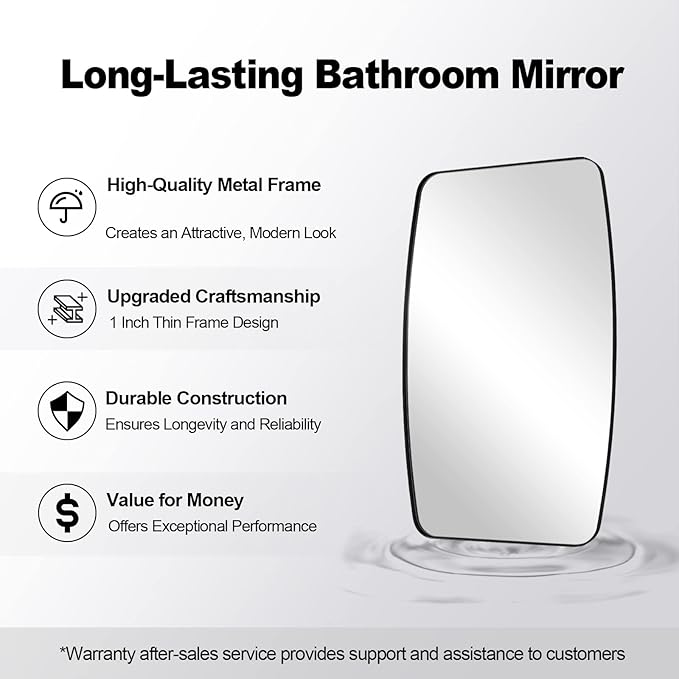 ANDY STAR Oval Mirrors for Bathroom, 20x30’’ Black Bathroom Vanity Mirror with Metal Frame, Black Oblong Bathroom Mirror for Over Sink, Modern Anti Rust Wall Mounted