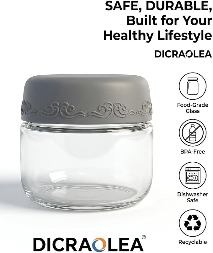 2oz 8Pack Glass Dressing Jars with Leakproof Lids, Containers for Sauce, Salad Dressing, Dips & Snacks – Reusable Glass Food Storage Cups for Lunch Box & Meal Prep(2oz-8Pack)