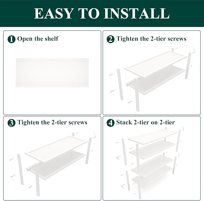 Smiry Bamboo Shoe Rack, 4 Tier Shoe Organizer for Entryway & Closet, Stackable Free Standing Storage Shelf for Shoes, Bags & Plants, White