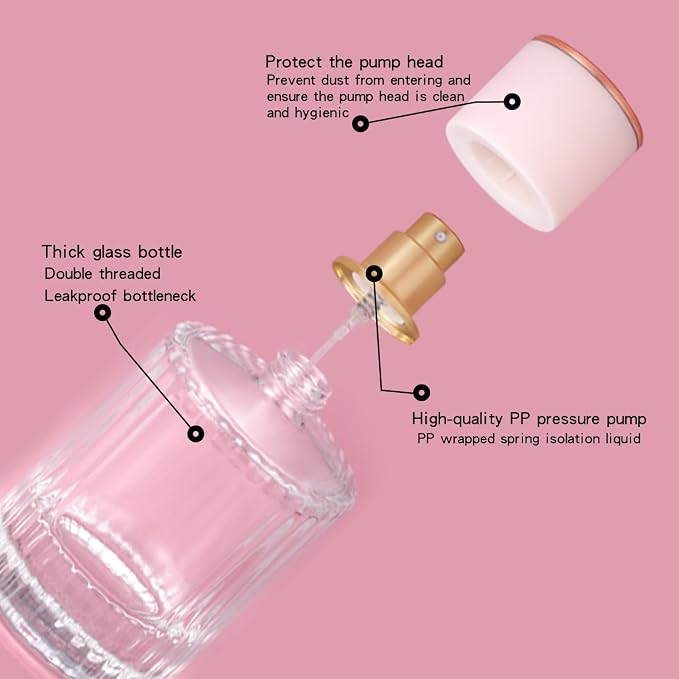 2 Pack 30ml 50ml Empty Glass Spray Bottles, Refillable Fine Mist Atomizer Portable Travel Cologne Atomizers Fragrance Containers Sprayer for Perfume(50ML White cap and 30ML White cap)