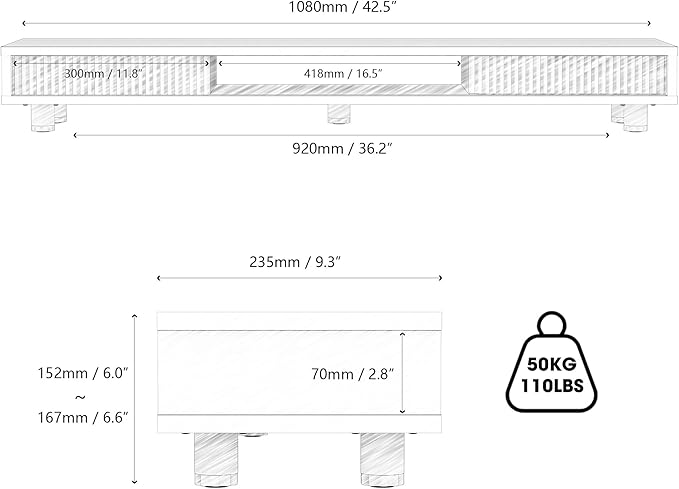 Fenge Dual Monitor Stand with Storage, Desk Shelf with Glass Sliding Door | Ergonomic Height Adjustment, 42.5in Monitor Shelf, 2-Tier Monitor Riser, Desk Organizer for Screen, PC, Laptop, Dark Oak
