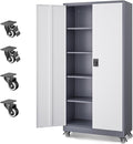 Letaya Metal Garage Storage Cabinets with Lock Door and Adjustable Shelves, Steel Tool Cabinets for Home,Office,Warehouse Organisieren (Grey White, 75" H)