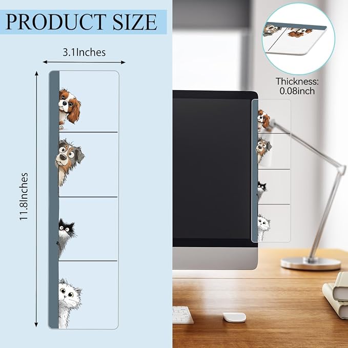 Computer Monitor Memo Board, Sticky Note Holder, Monitor Side Note Board, Acrylic Desk Organizer with 100Pcs Notes for Office Worker Men Women, Home Desktop and Office Desk, Gifts for Dog Lovers