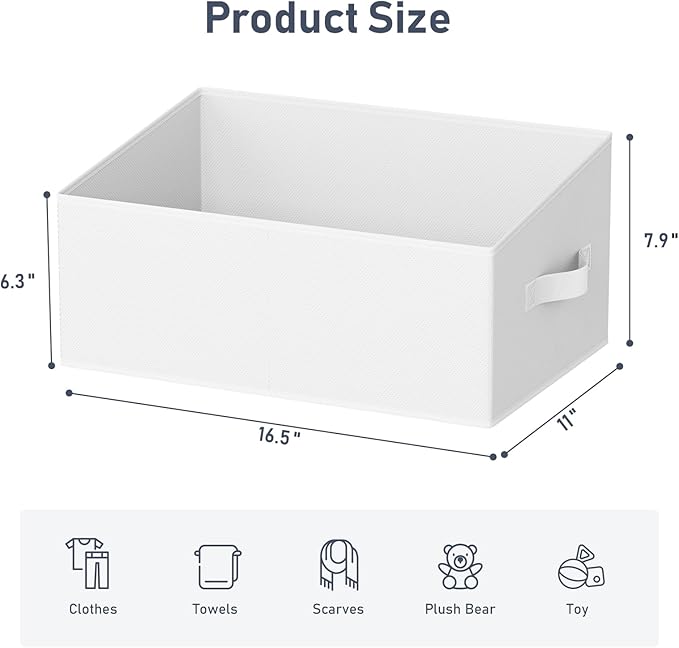 DIMJ Closet Storage Bins 6 Pack - Fabric Storage Baskets for Shelves, Large Clothes Organizers with Handles, Trapezoid Shelf Organization Storage Cubes for Purse, Toys, Books, Towel, Clothes