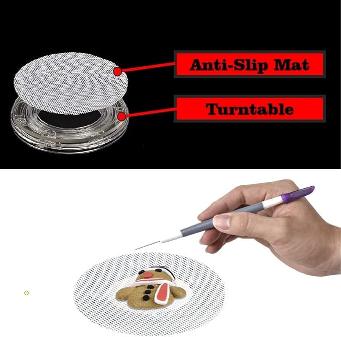 SANGLE SOPFFY 4-Inch Round Acrylic Cookie Turntable with Non-Slip Mat | Cake & Cupcake Decorating Rotary Stand (4Inch-2PC)