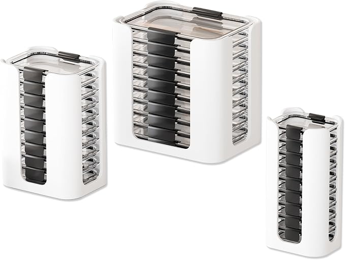 Lid Organizer for Rubbermaid Brilliance Nap-on Lids for 4.7/3.2/1.3/0.5 Cup | 3 Pcs, Containers (Holds 30 Lids), White